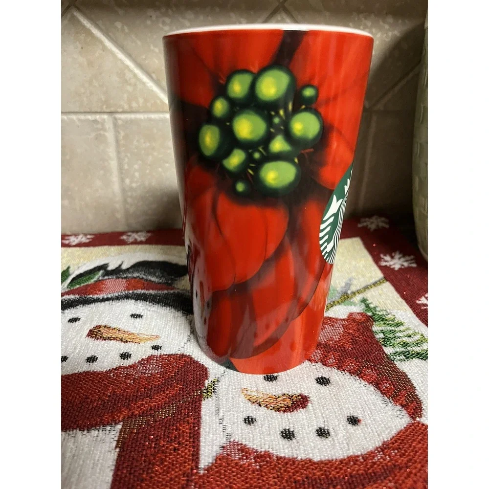 Starbucks Mug Starbucks Christmas Tall Mug Poinsettia Mug Hot Chocolate Mug
